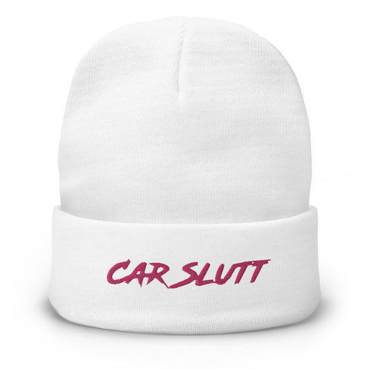 Cozy Embroidered White Beanie